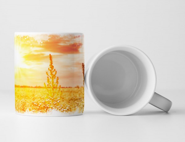 Paul Sinus Art Tasse Geschenk Landschaftsfotografie – Nachmittagssonne mit Wildblumenwiese