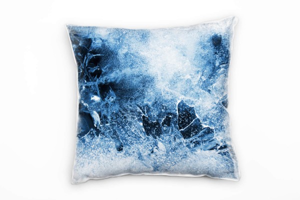 Paul Sinus Art Macro, blau, weiß, Eis Deko Kissen 40x40cm für Couch Sofa Lounge Zierkissen