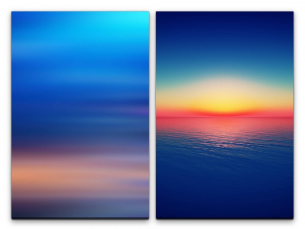 Paul Sinus Art 2 Bilder je 60x90cm Abstrakt Farben Horizont Meer Sonnenuntergang Weite Beruhigend