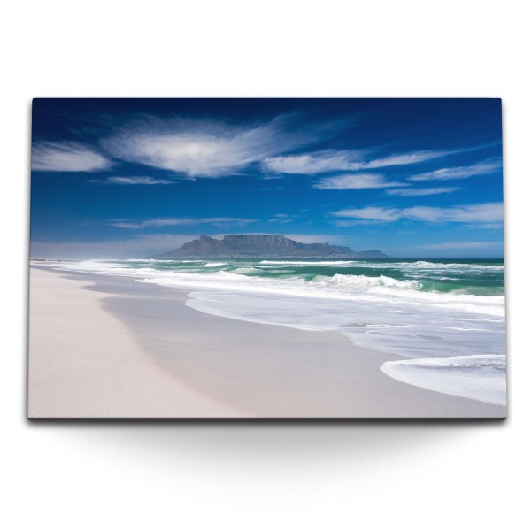 Paul Sinus Art 120x80cm Wandbild auf Leinwand Sandstrand Strand Meer Blauer Himmel Insel