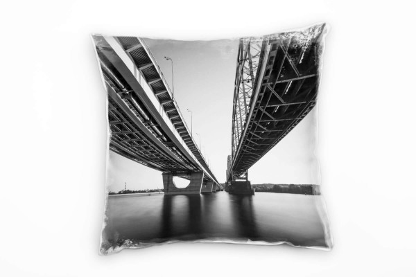 Paul Sinus Art Urban, schwarz, weiß, Brücke, Kiew Deko Kissen 40x40cm für Couch Sofa Lounge Zierkissen