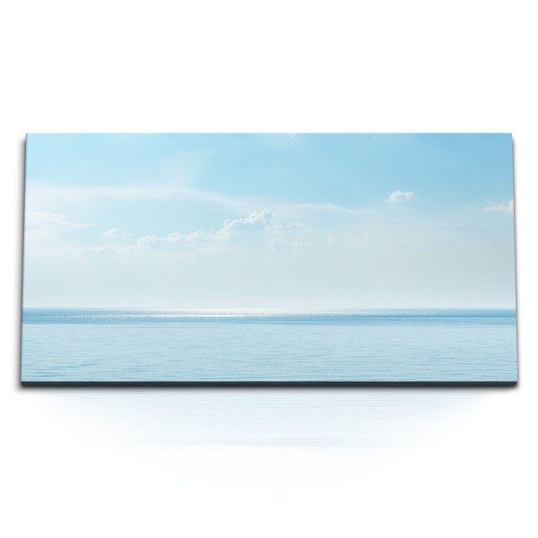 Kunstdruck Bilder 120x60cm Meer Horizont Blau Hellblau Himmel Sonnenschein