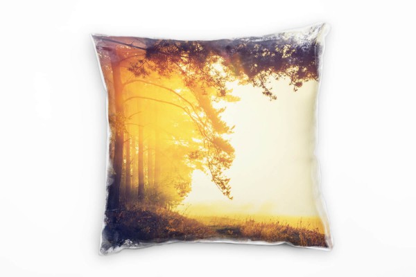 Paul Sinus Art Vintage, Natur, Sonnenaufgang, Wald, orange Deko Kissen 40x40cm für Couch Sofa Lounge Zierkissen