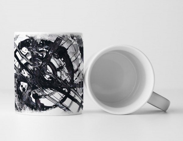 Paul Sinus Art Tasse Geschenk dunkelgrau-weiße Abstraktion