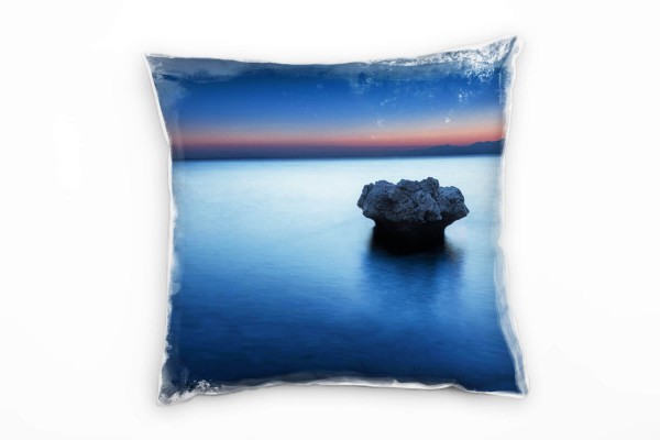 Paul Sinus Art Meer, blau, grau, Felsen, Morgen Deko Kissen 40x40cm für Couch Sofa Lounge Zierkissen