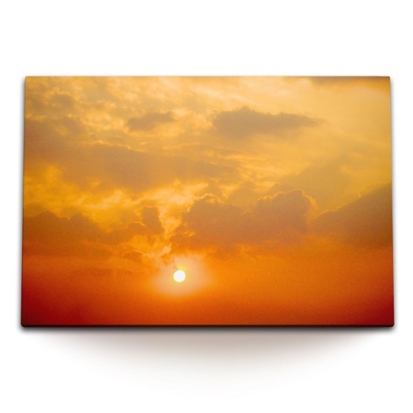 Paul Sinus Art 120x80cm Wandbild auf Leinwand Roter Himmel Abendrot Sonne Abendröte