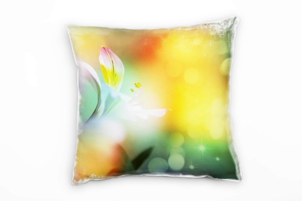 Paul Sinus Art Blumen, bunt, unscharf, sommerlich Deko Kissen 40x40cm für Couch Sofa Lounge Zierkissen