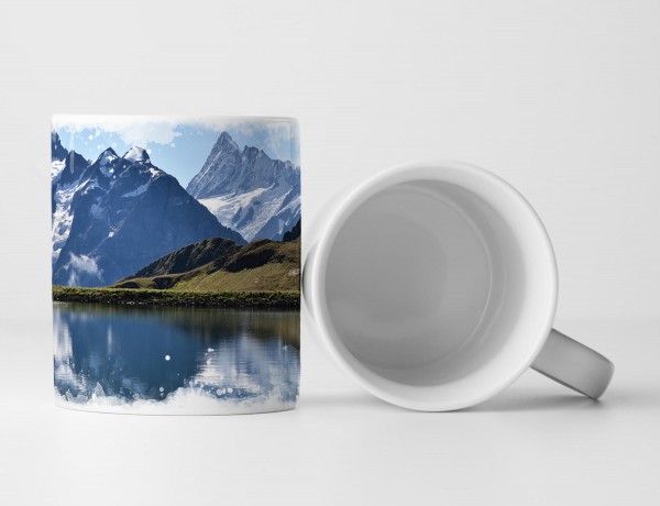 Paul Sinus Art Tasse Geschenk Landschaftsfotografie – See mit Gebirge Schweiz