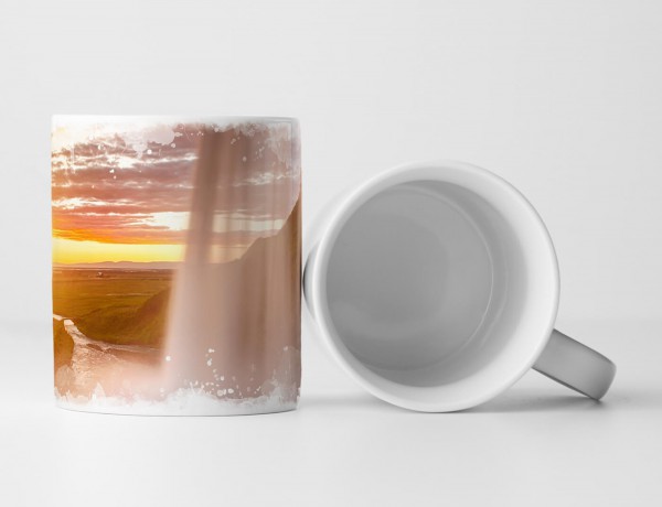 Paul Sinus Art Tasse Geschenk Landschaftsfotografie – Seljalandsfoss Wasserfall bei Sonnenaufgang Island