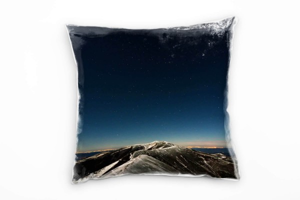 Paul Sinus Art Landschaft, blau, Nacht, Sterne, Berge Deko Kissen 40x40cm für Couch Sofa Lounge Zierkissen