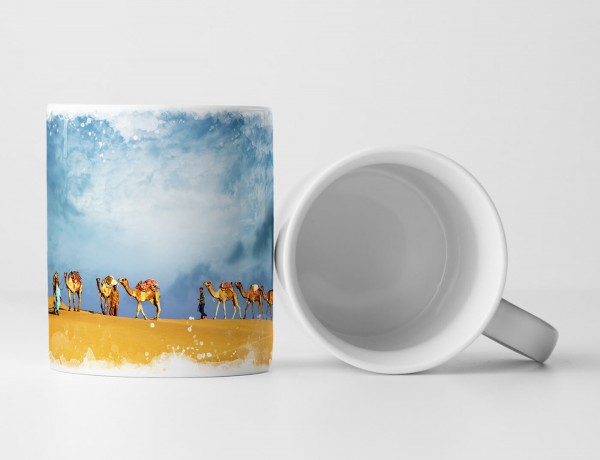 Paul Sinus Art Tasse Geschenk Landschaftsfotografie – Kamelkarawane in der Wüste Dubai