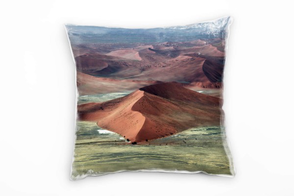 Paul Sinus Art Wüste, braun, grün, Dünen, Afrika Deko Kissen 40x40cm für Couch Sofa Lounge Zierkissen