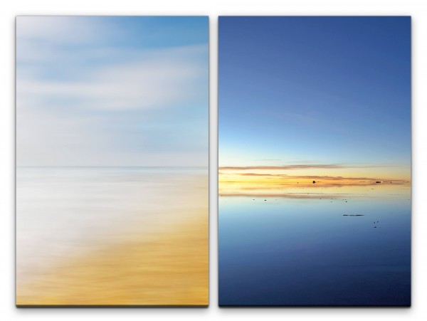 Paul Sinus Art 2 Bilder je 60x90cm Horizont Sand Strand Ruhig Meer Blau Himmel