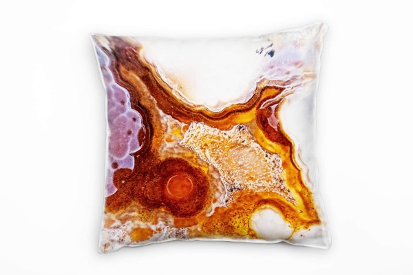 Paul Sinus Art Macro, orange, braun, weiß, Abstrakt, Stein Deko Kissen 40x40cm für Couch Sofa Lounge Zierkissen