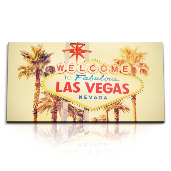 Paul Sinus Art Kunstdruck Bilder 120x60cm Las Vegas Nevada Schild Sonnenschein Palmen