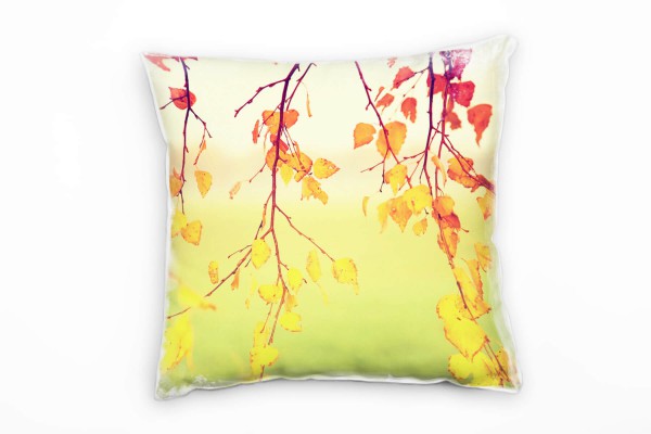 Paul Sinus Art Herbst, gelb, rot, grün, Laubblätter, Zweige Deko Kissen 40x40cm für Couch Sofa Lounge Zierkissen