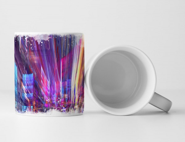 Paul Sinus Art Tasse Geschenk Digitales Bild – Großstadtverkehr bei Nacht