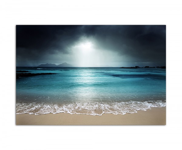 Paul Sinus Art 120x80cm Seychellen Strand Himmel Wolken dunkel