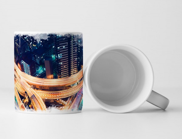 Paul Sinus Art Tasse Geschenk Urbane Fotografie – Verkehrskreuz bei Nacht in Tokio Japan