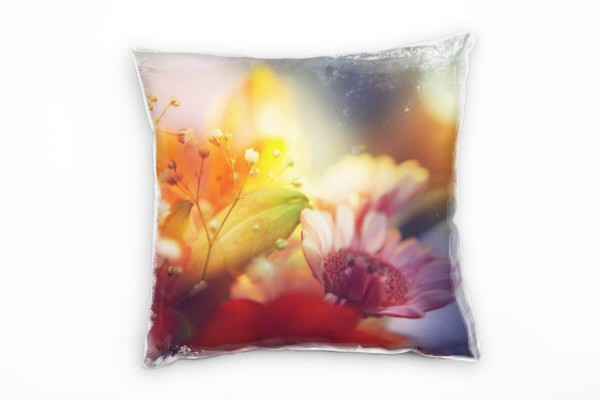 Paul Sinus Art Blumen, bunt, Sommerblumen, Unschärfe Deko Kissen 40x40cm für Couch Sofa Lounge Zierkissen