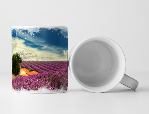 Paul Sinus Art Tasse Geschenk Landschaftsfotografie – Blühendes Lavendelfeld in der Sonne