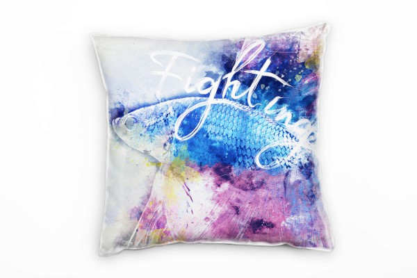 Paul Sinus Art Fighting Fish Deko Kissen Bezug 40x40cm für Couch Sofa Lounge Zierkissen