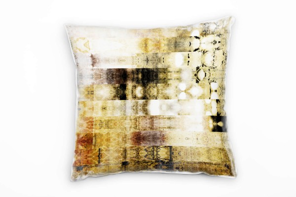 Paul Sinus Art Abstrakt, Balken, gemalt, beige, weiß, braun, gold Deko Kissen 40x40cm für Couch Sofa Lounge Zierkis