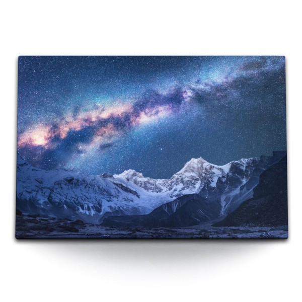 Paul Sinus Art 120x80cm Wandbild auf Leinwand Astrofotografie Milchstraße Galaxie Sterne Berge