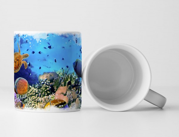 Paul Sinus Art Tasse Geschenk Digitale Grafik – Bunte Unterwasserwelt