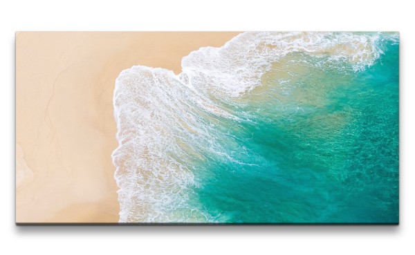 Paul Sinus Art Leinwandbild 120x60cm Meer von Oben Vogelperspektive Welle Strand Atemberaubend