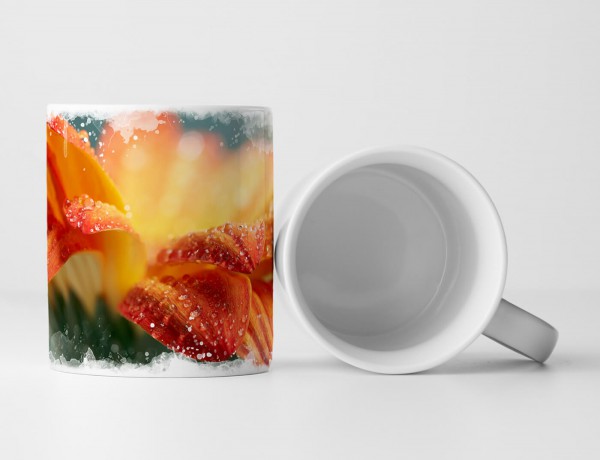 Paul Sinus Art Tasse Geschenk Naturfotografie – Orange Blüte mit Tautropfen