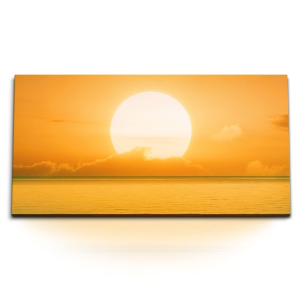 Paul Sinus Art Kunstdruck Bilder 120x60cm Sonne Sonnenuntergang Meer Horizont roter Himmel