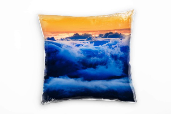 Paul Sinus Art Natur, Sonnenaufgang, Wolken, orange, blau Deko Kissen 40x40cm für Couch Sofa Lounge Zierkissen