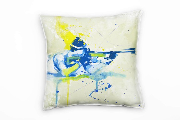 Paul Sinus Art Biathlon IV Deko Kissen Bezug 40x40cm für Couch Sofa Lounge Zierkissen