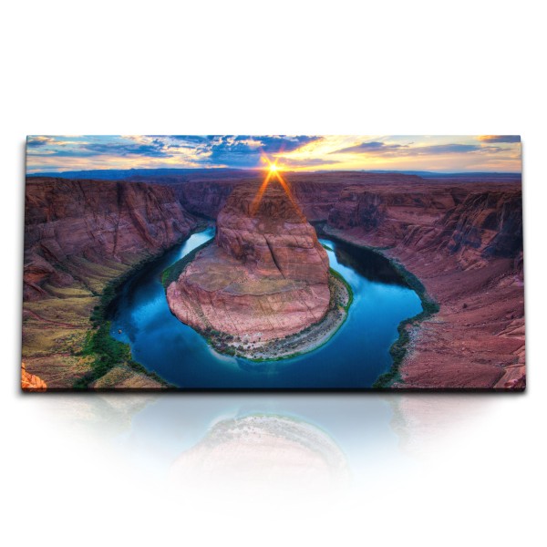 Paul Sinus Art Kunstdruck Bilder 120x60cm Grand Canyon Fluss Berge Felsen Sonnenuntergang