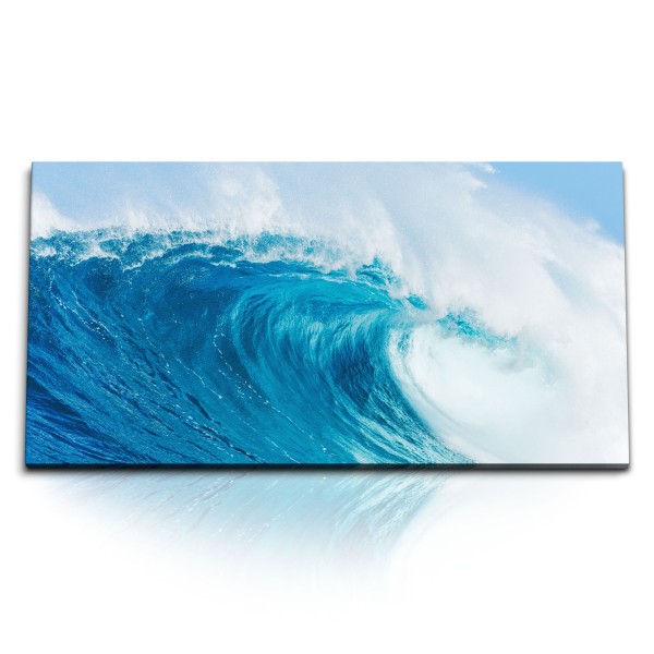 Paul Sinus Art Kunstdruck Bilder 120x60cm Ozean Welle Blau Hellblau Surfen Natur Meer