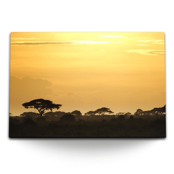 Paul Sinus Art 120x80cm Wandbild auf Leinwand Abendrot afrikanische Landschaft Sonnenuntergang Natur