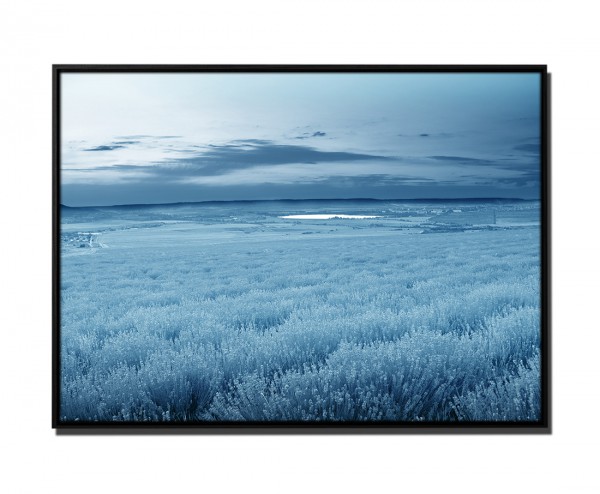 Paul Sinus Art 105x75cm Leinwandbild Petrol Natur Lavendel Sonnenuntergang