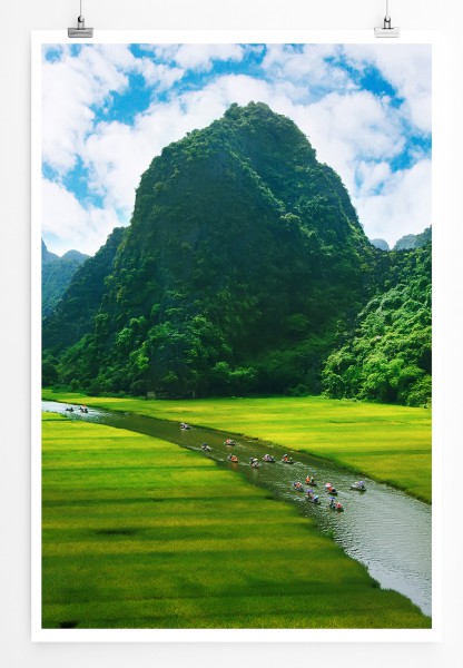 Paul Sinus Art 90x60cm Poster Reisfelder am Fluss NinhBinh Vietnam