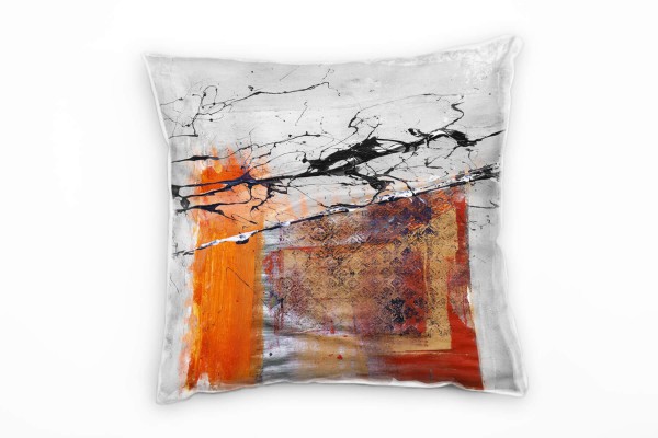 Paul Sinus Art Couch Sofa Lounge Zierkissen in 40x40cm Orange indisches Rot Schwarz Grau