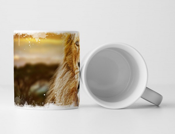 Paul Sinus Art Tasse Geschenk Tierfotografie – Löwe in goldener Savanne