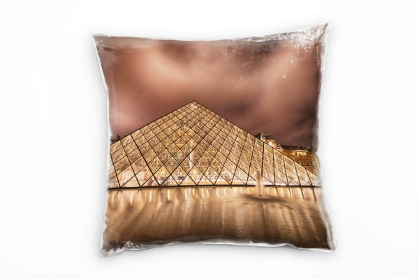 Paul Sinus Art Urban und City, Paris, Wasser, Glas, dunkel Deko Kissen 40x40cm für Couch Sofa Lounge Zierkissen