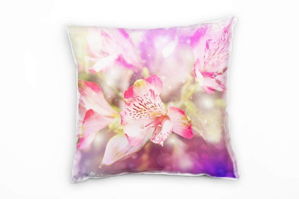 Paul Sinus Art Blumen, pink, lila, Sommer, Unscharf, Nah Deko Kissen 40x40cm für Couch Sofa Lounge Zierkissen