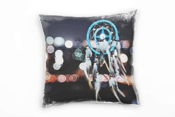 Paul Sinus Art künstlerische Fotografie, Traumfänger, Lichter, blau Deko Kissen 40x40cm für Couch Sofa Lounge Zierk