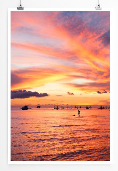 Paul Sinus Art 90x60cm Poster Segelboot in Boracay Philippinen