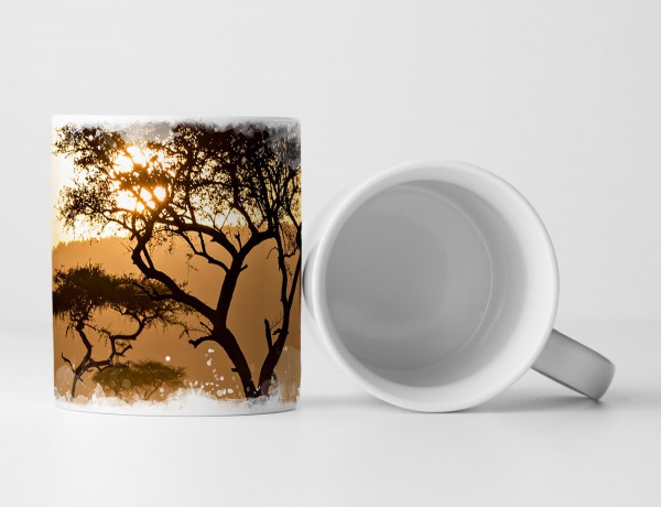 Paul Sinus Art Tasse Geschenk Landschaftsfotografie – Sonnenaufgang in der Savanne Kenia