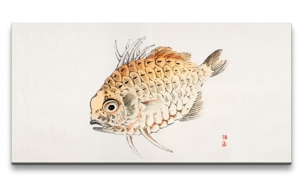 Paul Sinus Art Remaster 120x60cm Traditionelle japanische Kunst Zeitlos Beruhigend Harmonie Dekorativ Fisch