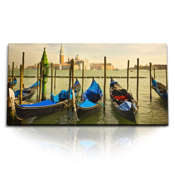 Paul Sinus Art Kunstdruck Bilder 120x60cm Venedig Italien Gondel Boote Meer Mittelmeer