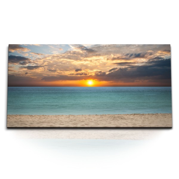 Paul Sinus Art Kunstdruck Bilder 120x60cm Strand Meer Horizont Sonnenuntergang Ozean