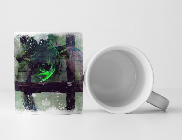 Paul Sinus Art Tasse Geschenk hellgrau-grüner Hintergrund; brombeer-limone farbige Abstraktionen